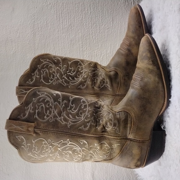TWISTED X Brown Leather Fancy Stitched Almond Toe Western Performance Boot - Picture 4 of 16